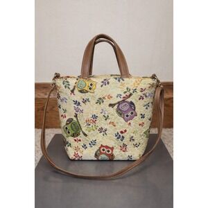 :Signare Owl Tapestry Crossbody Tote Bag Woodland Birds Floral Top Zip Purse